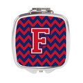 Carolines Treasures Letter F Chevron Yale Blue and Crimson Compact Mirror CJ1054-FSCM